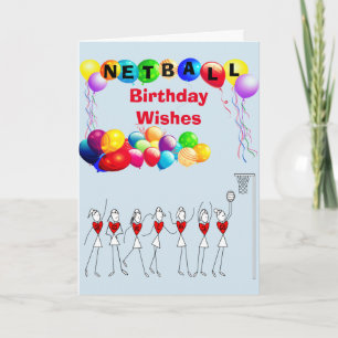 Tarjeta Balloons Birthday quiere que Netball Greeting