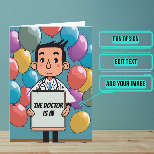 Tarjeta Balloons Funny Médica Cumpleaños (This funny birthday card is for the physician / doctor friend or family member in your life.)