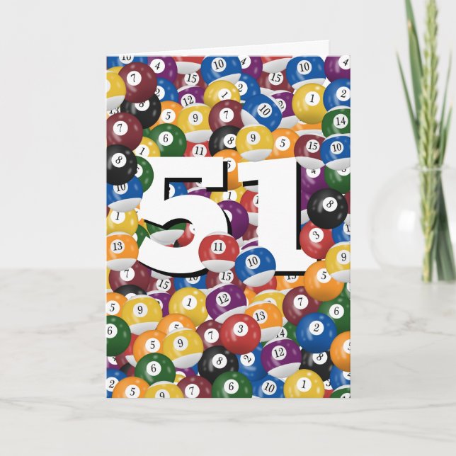 Tarjeta Balls Billiard De Cumpleaños 51 (Anverso)