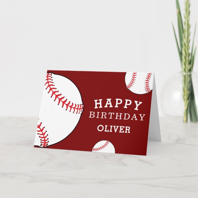 Tarjeta Balls De Béisbol Deportes Niños Felices Cumpleaños (Anverso)