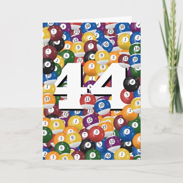 Tarjeta Balls De Billiard De Cumpleaños 44 (Anverso)