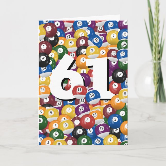 Tarjeta Balls De Billiard De Cumpleaños 61 (Anverso)