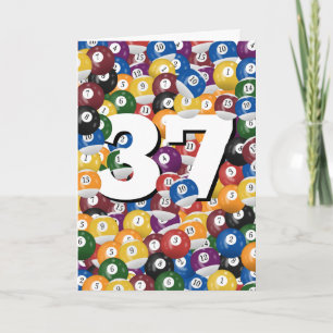 Tarjeta Balls De Billiard De Cumpleaños Por 37 Años