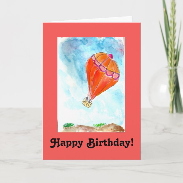 Tarjeta Balón de aire caliente Feliz cumpleaños. (Anverso)