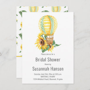 Tarjeta Balón de aire caliente y ducha de novia Sunflowers