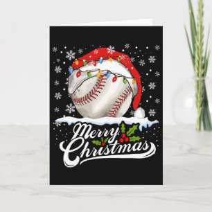 Tarjeta Balón de béisbol de Navidad Sombrero de Santa Navi