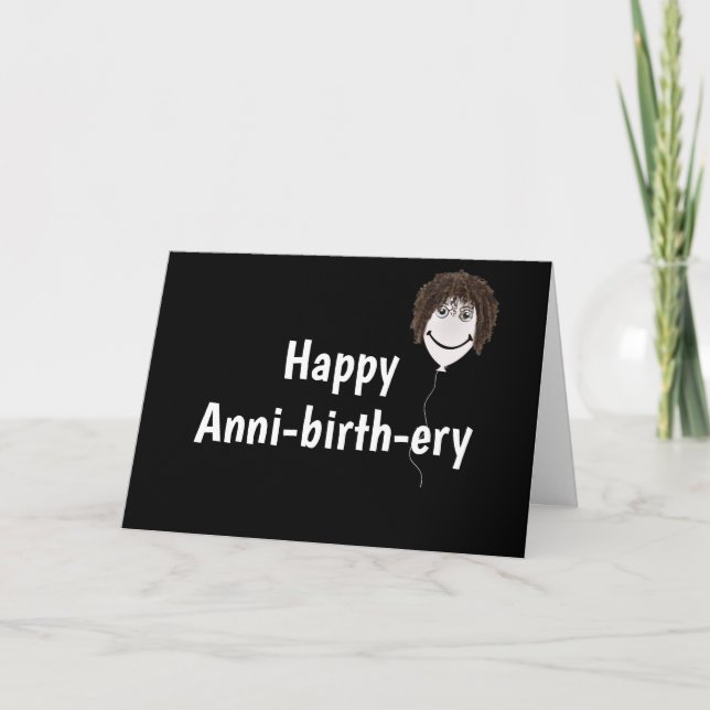 Tarjeta Balón de cumpleaños cara a negro (Anverso)
