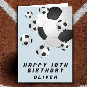 Tarjeta Balón de Fútbol Azul Cumpleaños Feliz Niño