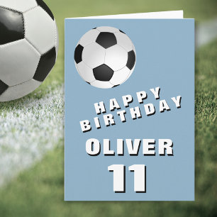 Tarjeta Balón de Fútbol Azul Feliz Cumpleaños