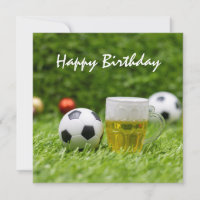 Balón de fútbol con bola y cerveza Feliz cumpleaño