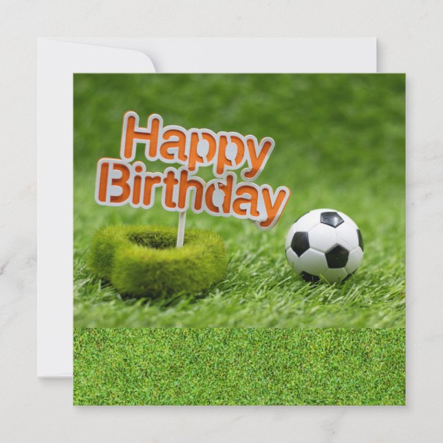 Tarjeta Balón de fútbol con cumpleaños feliz en verde (Anverso)