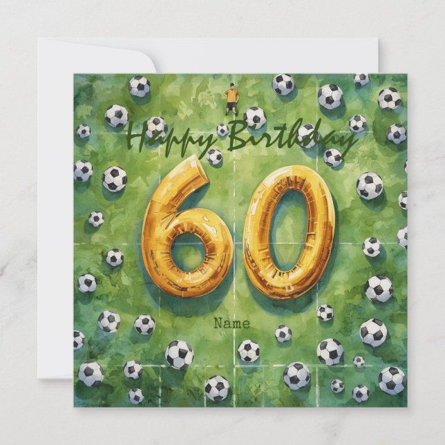 Tarjeta Balón de fútbol cumpleaños 60  (Anverso)