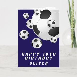 Tarjeta Balón de Fútbol de Fútbol Azul Niños Niño Cumpleañ