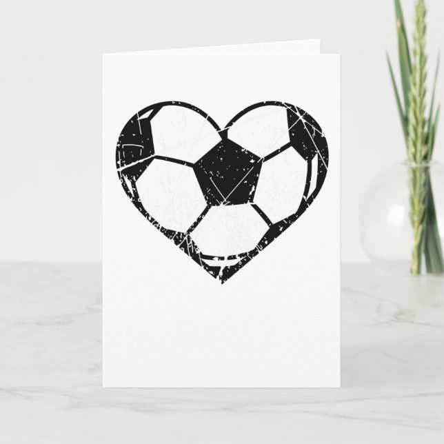 Tarjeta Balón de Fútbol Día de San Valentín Corazón Grunge (Anverso)