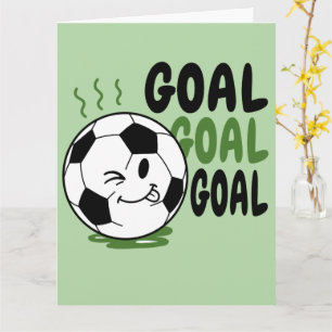 Tarjeta Balón de fútbol divertido, portería de fútbol
