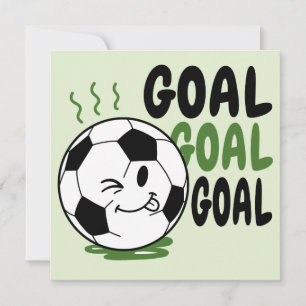 Tarjeta Balón de fútbol divertido, portería de fútbol