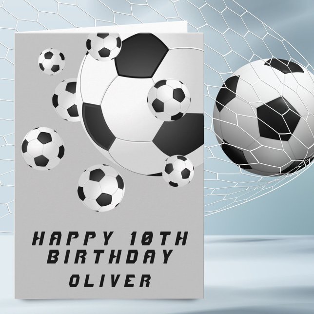 Tarjeta Balón de Fútbol Gris Cumpleaños Feliz Niño (Subido por el creador)