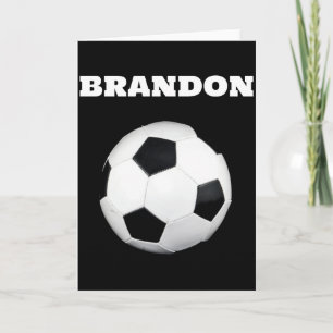 Tarjeta Balón de Fútbol para Niños Negro Elegante con Nomb