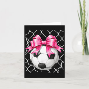 Tarjeta Balón de fútbol rosa lazo coqueta delicado lazo ni