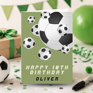 Tarjeta Balón de Fútbol Verde Cumpleaños Feliz Niño