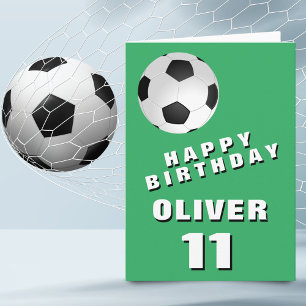 Tarjeta Balón de Fútbol Verde Feliz Cumpleaños 
