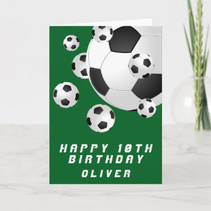 Tarjeta Balón de fútbol verde para niños Feliz Cumpleaños