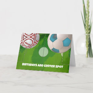 Tarjeta Balón de fútbol y carta de diversión de campo Cump