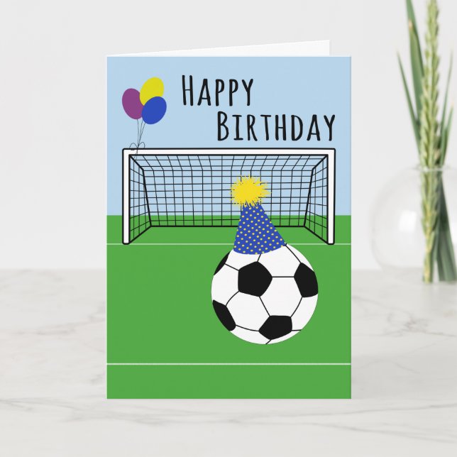 Tarjeta Balón de fútbol y red de cumpleaños (Anverso)