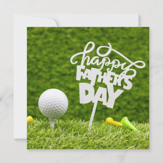 Tarjeta Balón de golf con signo del Día del Padre Feliz en (Anverso)