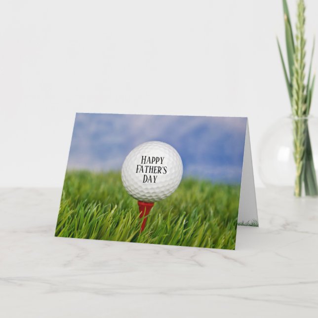 Tarjeta Balón de golf del Día del Padre en el tee (Anverso)