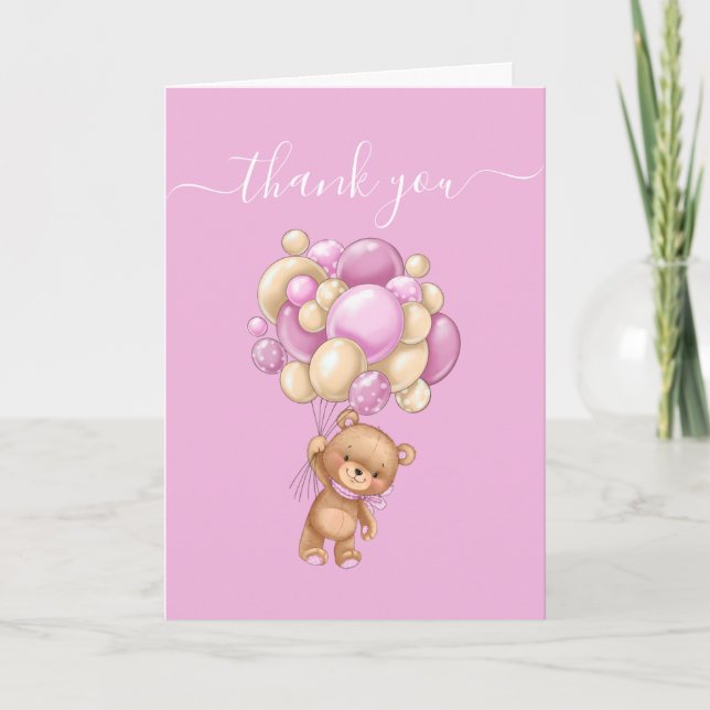 Tarjeta Balón de Oso de Oso de Teddy Padres de Dios Padres (Anverso)