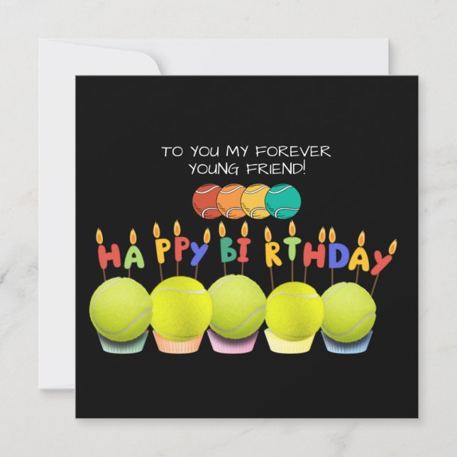 Tarjeta Balón de tenis con feliz cumpleaños (Anverso)