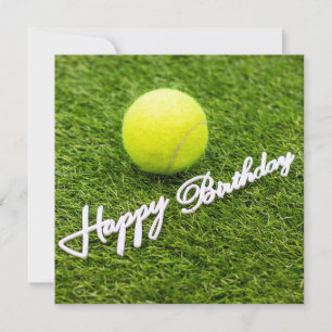 Tarjeta Balón de tenis con feliz cumpleaños en verde