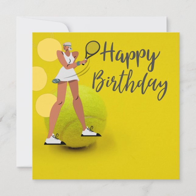 Tarjeta Balón de tenis con raqueta amarilla (Anverso)