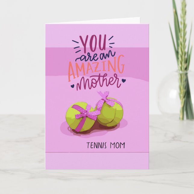 Tarjeta Balón de tenis rosado para el Día de la Madre (Anverso)