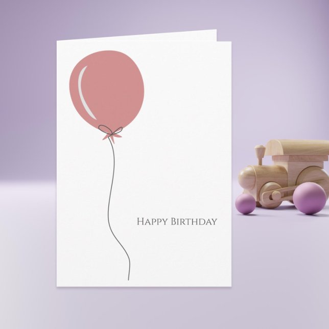 Tarjeta Balón rosa minimalista Feliz cumpleaños (Cute minimalist balloon happy birthday card
)