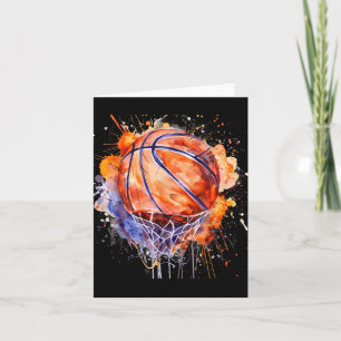 Tarjeta Baloncesto acuarela arte Baloncesto Hoop Colo