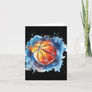 Tarjeta Baloncesto acuarela colorido Splash Baloncesto