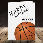 Tarjeta Baloncesto Ball Sports Boys Happy Birthday Card<br><div class="desc">Baloncesto Ball Sports Boys Happy Birthday Card. Tarjeta de cumpleaños moderna de baloncesto para cualquiera que ame el baloncesto. Personaliza con tu nombre y edad en la bola.</div>
