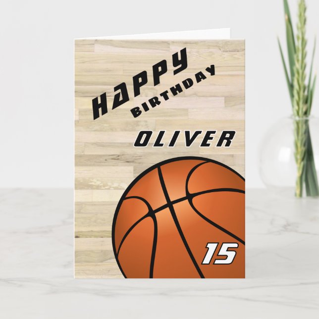 Tarjeta Baloncesto Ball Wood Floter Sports Happy Birday (Anverso)