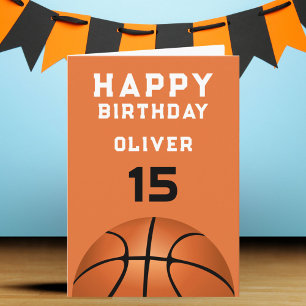 Tarjeta Baloncesto Balón Deportes Chico Cumpleaños Feliz 