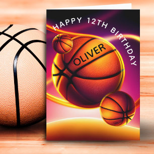Tarjeta Baloncesto Balón Deportes Cumpleaños Feliz