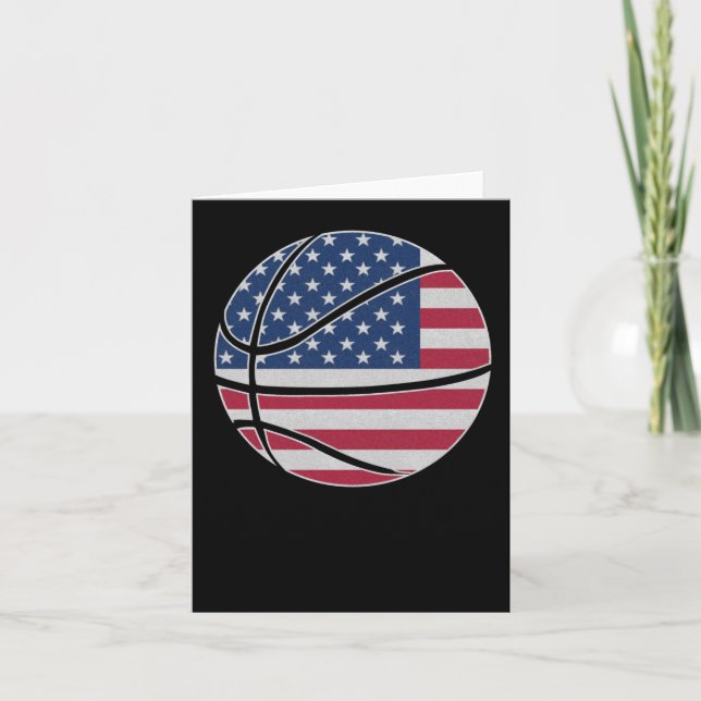 Tarjeta Baloncesto Bandera Americana Divertida Baloncesto  (Anverso)