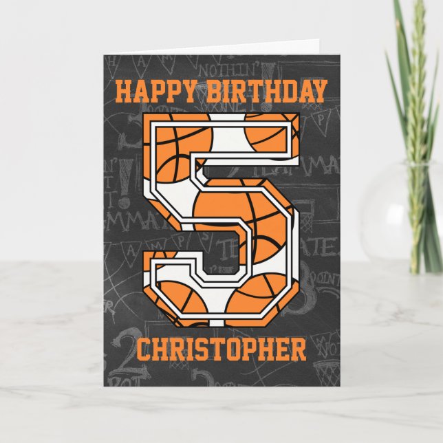 Tarjeta Baloncesto Cartel de 5 Años (Anverso)