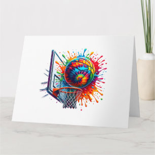 Tarjeta Baloncesto colorido Tie Dye Color Splash Basketbal