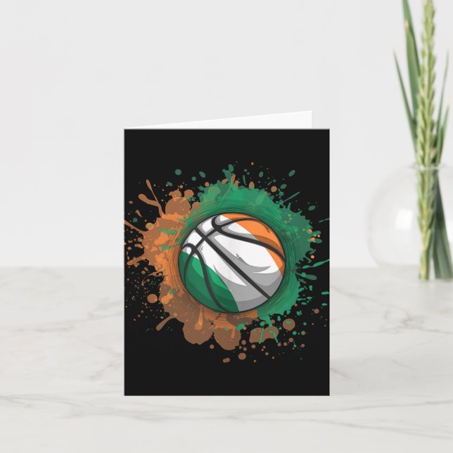 Tarjeta Baloncesto Con Bandera De Irlanda (Anverso)