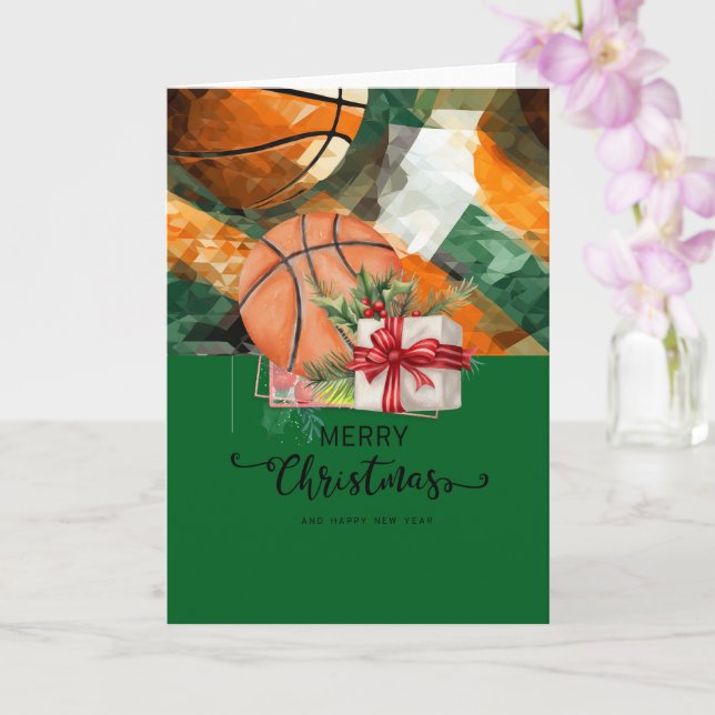 Tarjeta Baloncesto con temática de Navidades para jugador (Orquídea)