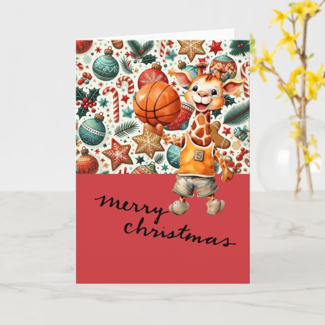 Tarjeta Baloncesto con temática de Navidades para jugador (flor amarilla)
