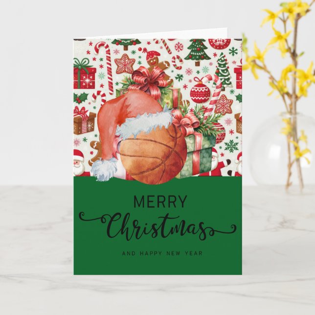 Tarjeta Baloncesto con temática de Navidades para jugador (flor amarilla)