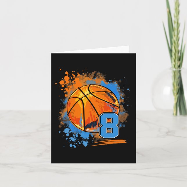 Tarjeta Baloncesto de cumpleaños 8 años (Anverso)